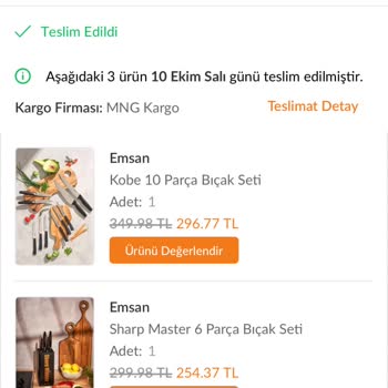 Emsan Mutfak Paslanmaz Çelik Bıçak Seti Paslandı Ve Değişim Yapılmadı