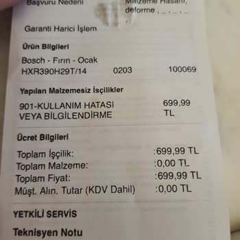 Bosch Fırının Kararma Sorunu Ve Yetersiz Servis Desteği