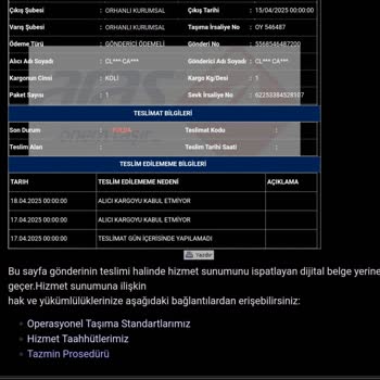 Aras Kargo Üsküdar Setbaşı Şubesi Teslimat Sorunları Ve Yanlış İade İşlemleri