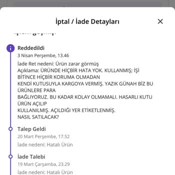 Kullanılmamış Ürün İçin Yanlış İade Süreci