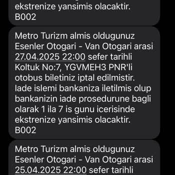 Metro Turizm'den İade Sorunu Ve Mağduriyet