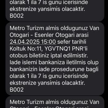 Metro Turizm'den İade Sorunu Ve Mağduriyet