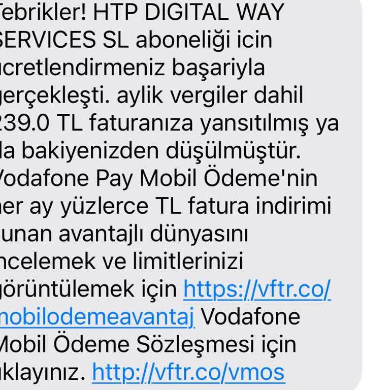 Vodafone Pay Üzerinden İstem Dışı Abonelik Kesintisi
