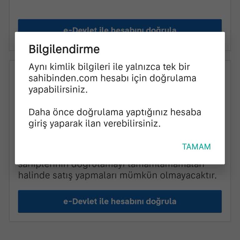 E-devlet Doğrulaması Nedeniyle İlan Veremiyorum