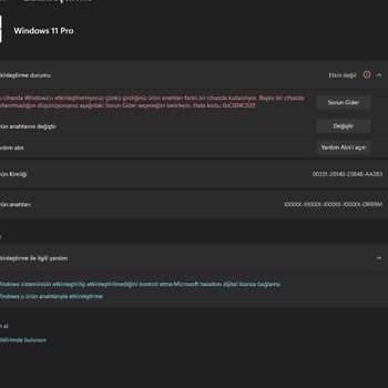 Satın Alınan Ürün Anahtarı Geçersiz Çıktı!