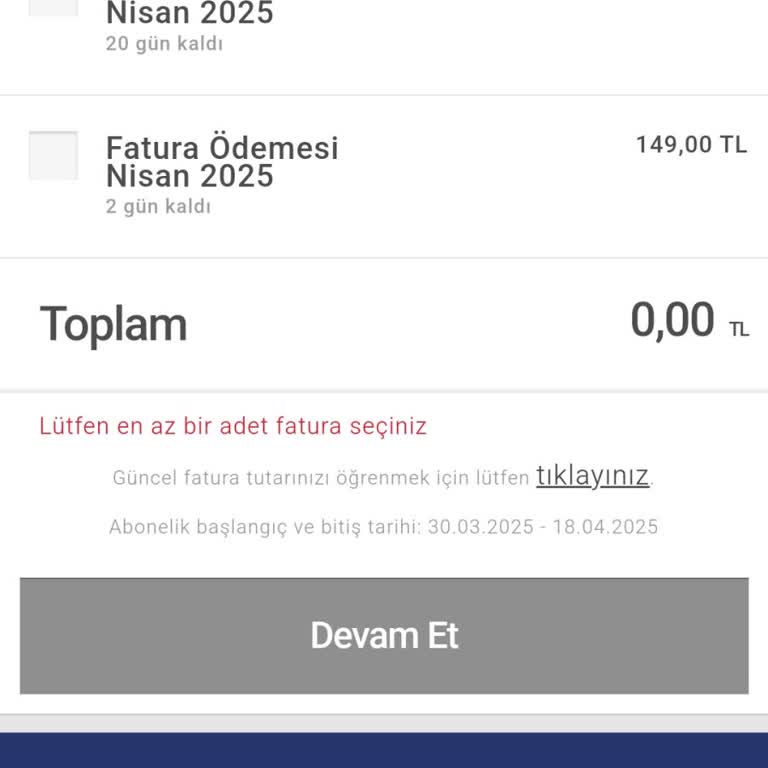 19 Günlük Kullanım İçin Fahiş Fatura Talebi