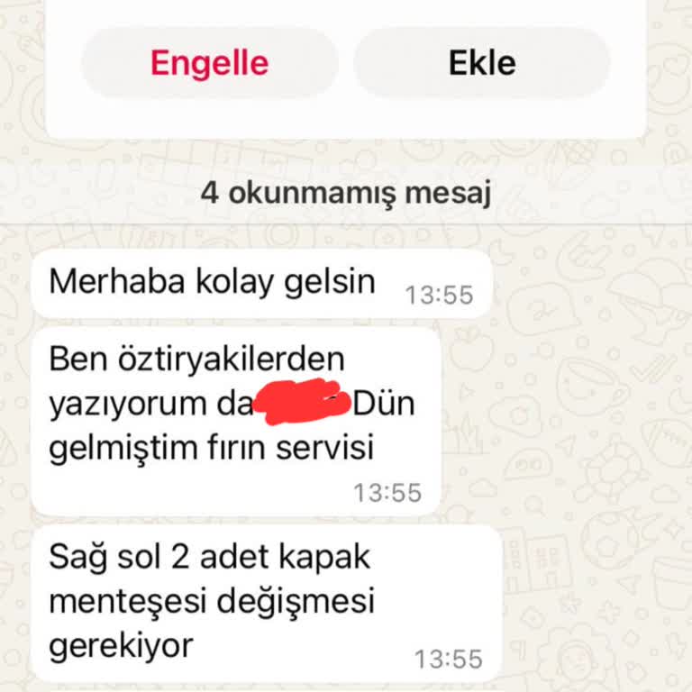 Öztiryakiler'den Aldığım Ürünlerde Menteşe Sorunu
