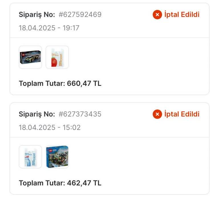Migros Sanal Market'te İndirimli Lego Siparişi İptali