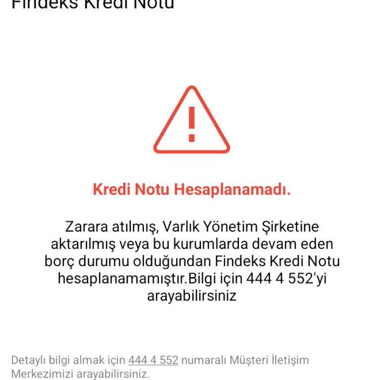 Findeks Kredi Notu Hesaplanamıyor