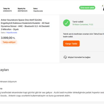 Garanti Kapsamında Gönderilen Ürünün Sorunları Çözülmedi Ve Hasarlı Geri Geldi