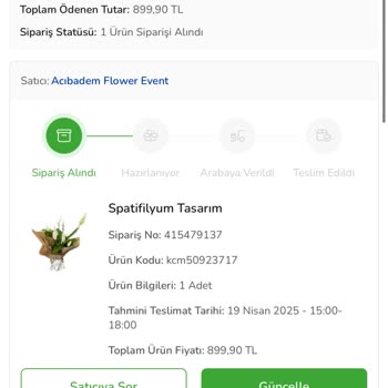 Sipariş Teslim Edilmedi Ve Bilgilendirme Yapılmadı