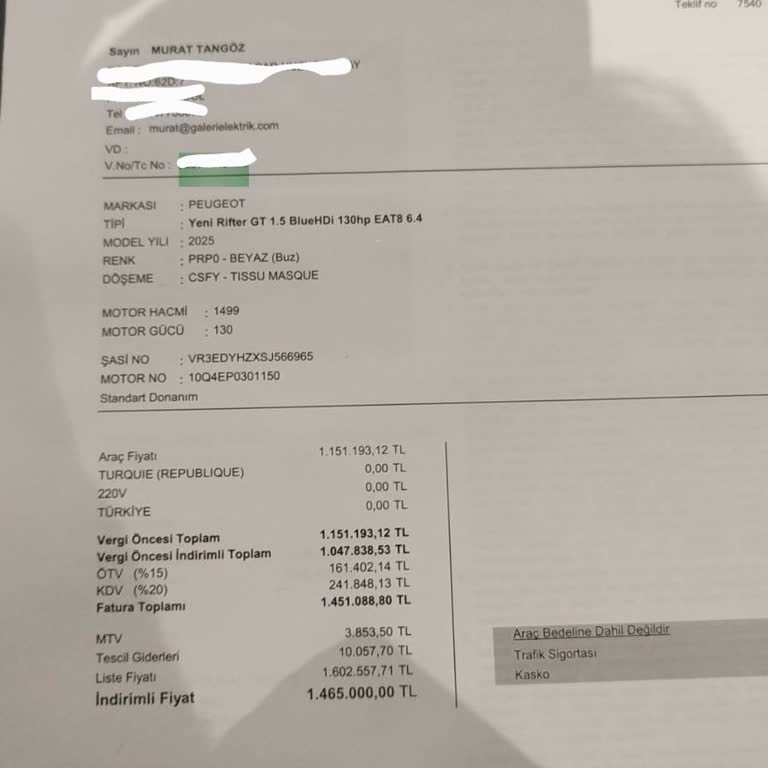 Peugeot Rifter Teslimatında Eksik Hediye Sorunu