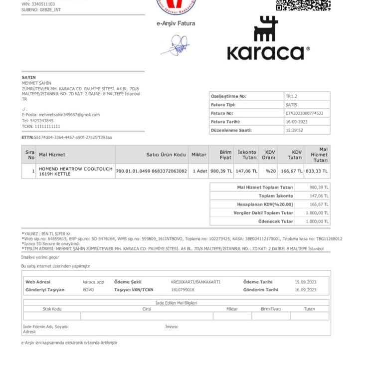 Karaca'dan Aldığım Kettle Sürekli Arızalanıyor