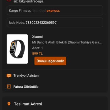 Trendyol'dan Alınan Mi Band 8 İçin Yetersiz Destek Ve İletişim Sorunu