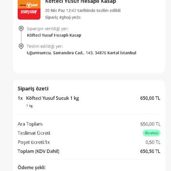 Yemek Siparişi Teslim Edilmedi, Çözüm Yok