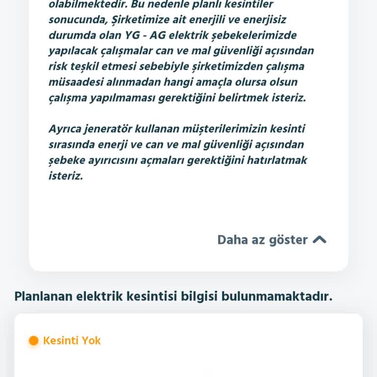 Elektrik Kesintisi Ve Bilgilendirme Eksikliği