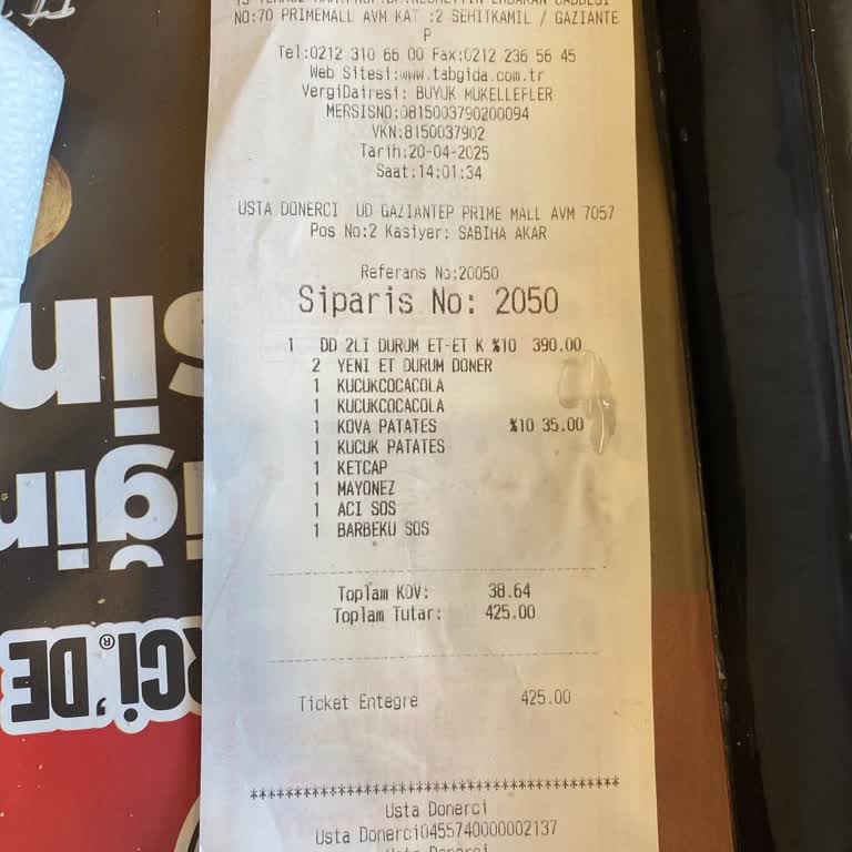 Gaziantep Prime Mall AVM'de Usta Dönerci'de Yaşanan Saygısızlık