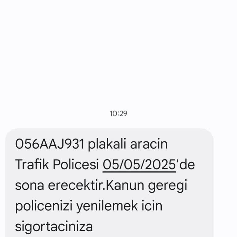 Bana Ait Olmayan Araç İçin Yanlış Mesaj