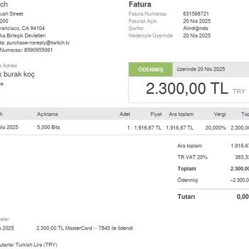 Twitch Hesabımdan İzinsiz 6950 TL Bit Alımı Şoku