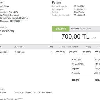 Twitch Hesabımdan İzinsiz 6950 TL Bit Alımı Şoku