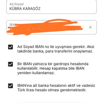 Gardrops'ta IBAN Hatası Nedeniyle Ödeme Alamıyorum