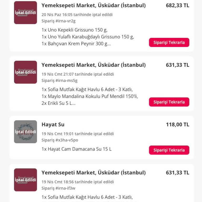 Yemeksepeti Market Sipariş İptalleri Ve Kupon Sorunu