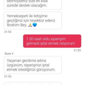 Yemeksepeti Siparişim 3 Saatte Gelmedi Ve İptal Edilemiyor