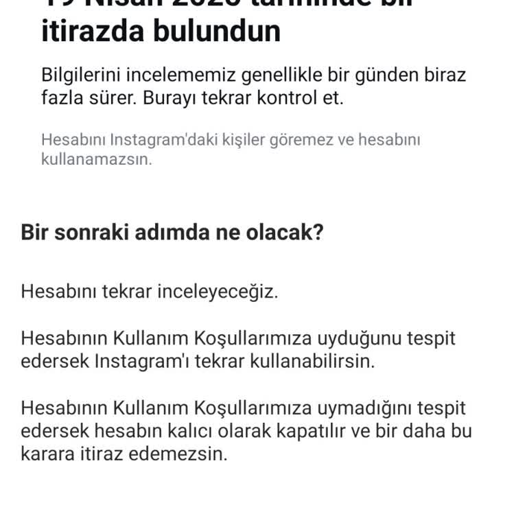 Nedensiz Askıya Alınan Instagram Hesabı