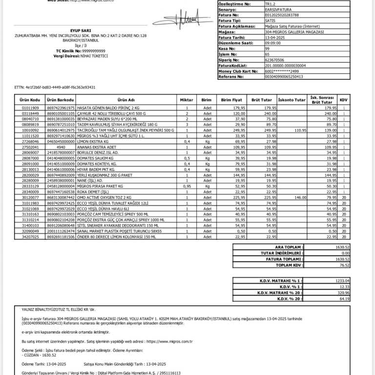 Migros Sanal Market'te Eksik İade Sorunu