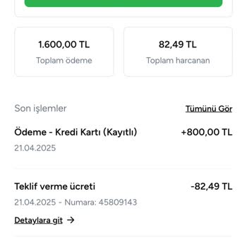 Para İadesi Ve Teklif Ücreti Hakkında Şikayet