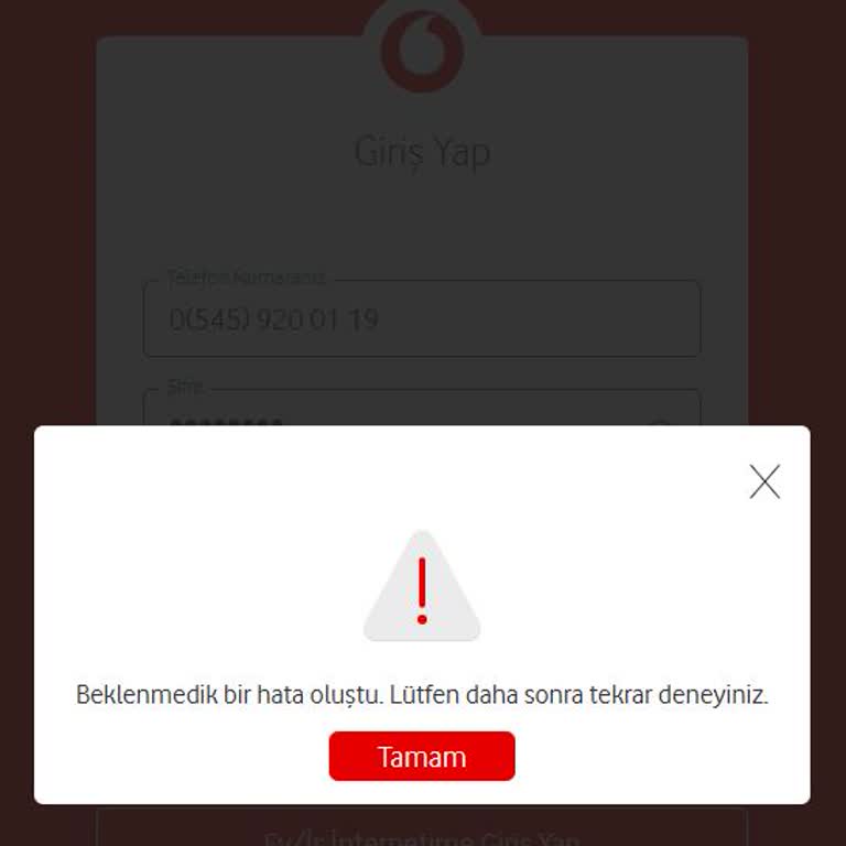 Vodafone Yanımda Uygulaması Ve Web Giriş Sorunları