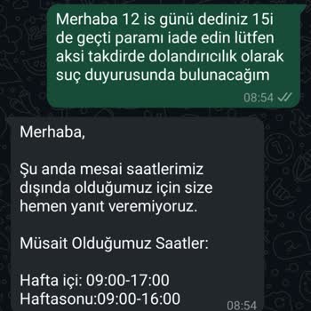 Sipariş Verdim, Ürün Yok, Param Da İade Edilmedi