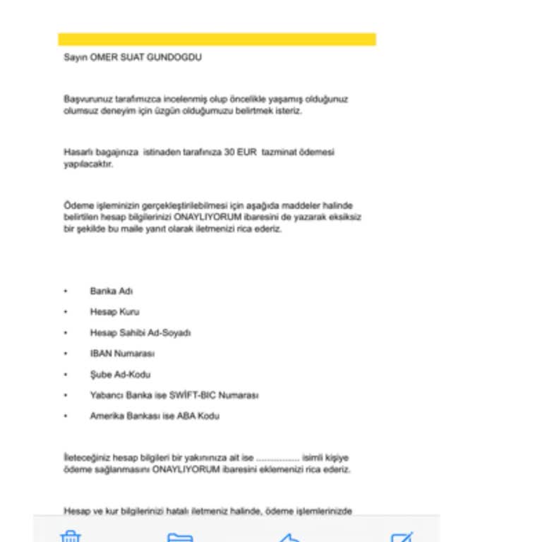 Pegasus İle Kırık Valiz Ve Ödenmeyen Tazminat Sorunu