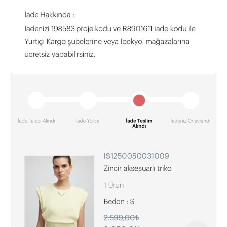 İpekyol Online İade Sürecinde Yaşanan Kod Problemi
