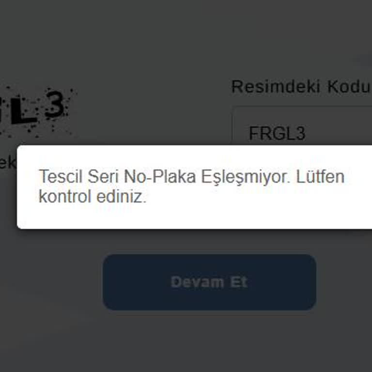 Tüvtürk Online Randevu Sisteminde Seri No-Plaka Eşleşme Sorunu