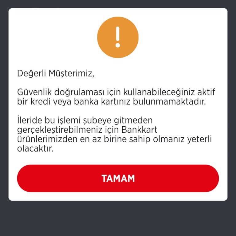Eski Müşteriye Mobilde İşlem Engeli