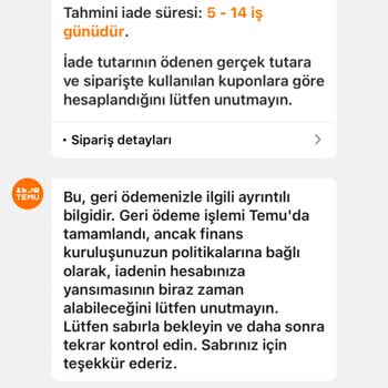 Temu İadesi Banka Hesabına Ulaşmadı: Müşteri Hizmetlerinden Destek Bekleniyor