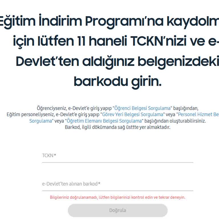 Öğrenci İndirimi Doğrulama Sorunu