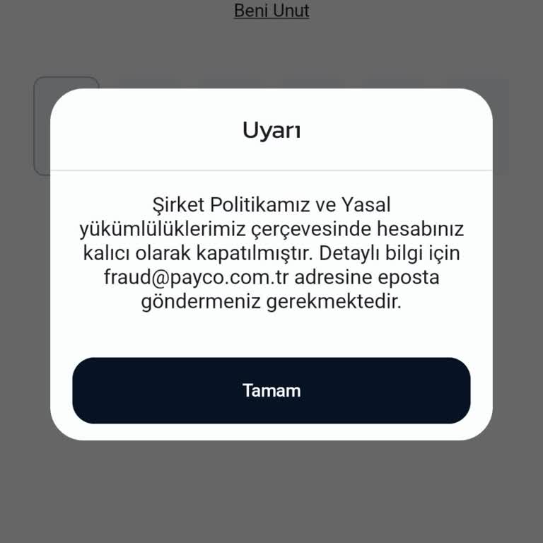 Payco Hesabımın Sebepsiz Kapatılması