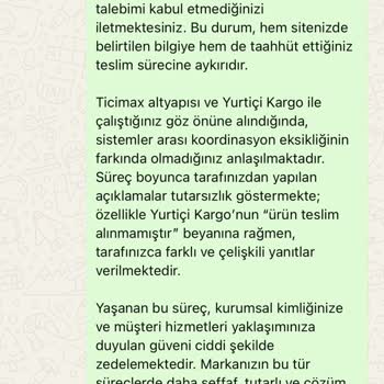 Kargoya Verilmeyen Ürün Ve İletişimsizlik Sorunu
