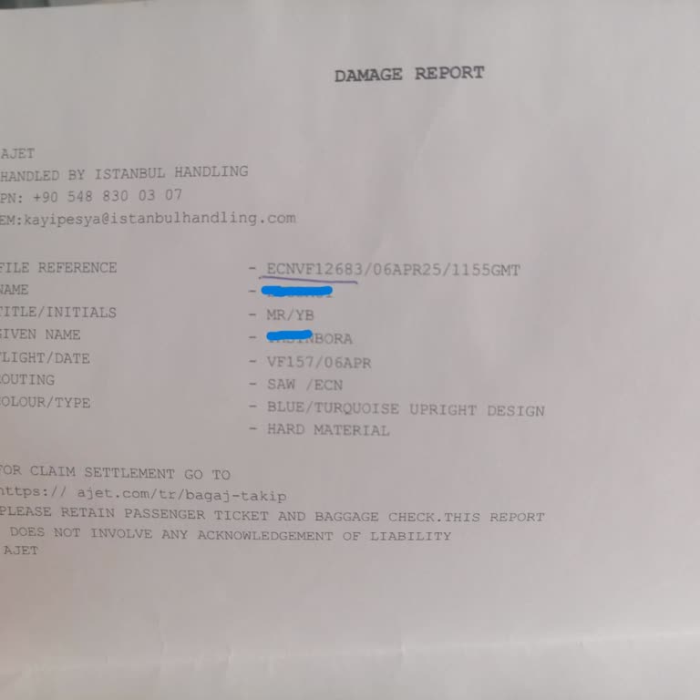 Ajet Bagaj Hasarı Sonrası Başvuru Yapılamıyor