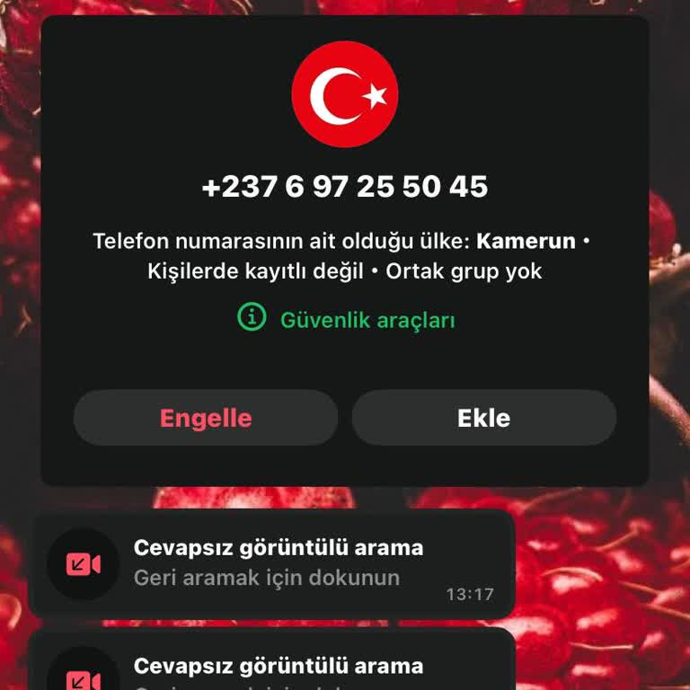 WhatsApp Videoanruf von unbekannter Nummer mit Ländervorwahl +237