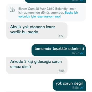 BlaBlaCar Fahrt Istanbul Izmir am 28 03 2025 nicht durchgeführt