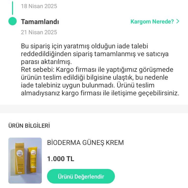 Ürün Teslim Edilmeden Siparişin Otomatik Onaylanması Mağduriyeti