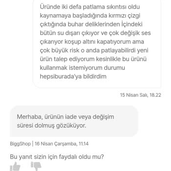 Arızalı Düdüklü Tencere İçin Çözüm Sunulmuyor, Güvenliğim Tehlikede