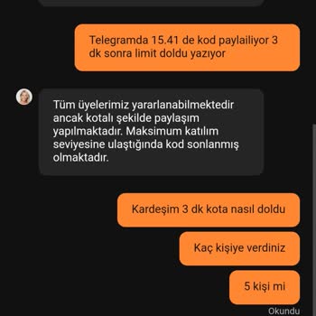 Kota Doldu Bahanesiyle İşlem Yapamıyorum