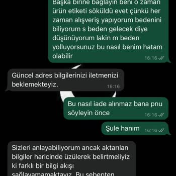 Yanlış Beden Gönderimi Ve Yetersiz Müşteri Hizmeti Deneyimi