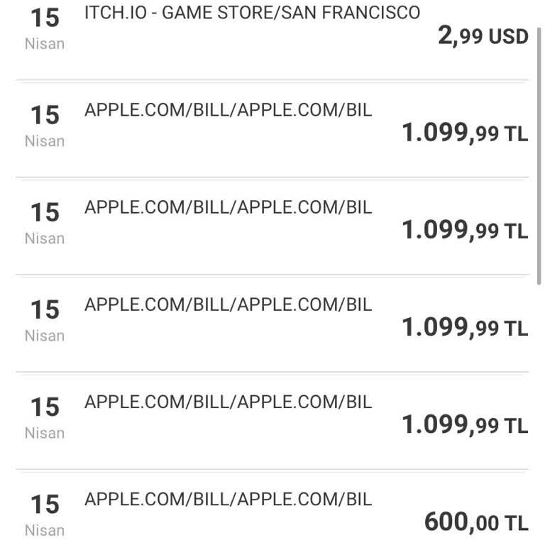 Kredi Kartımdan Onayım Olmadan Yapılan Apple Harcamaları