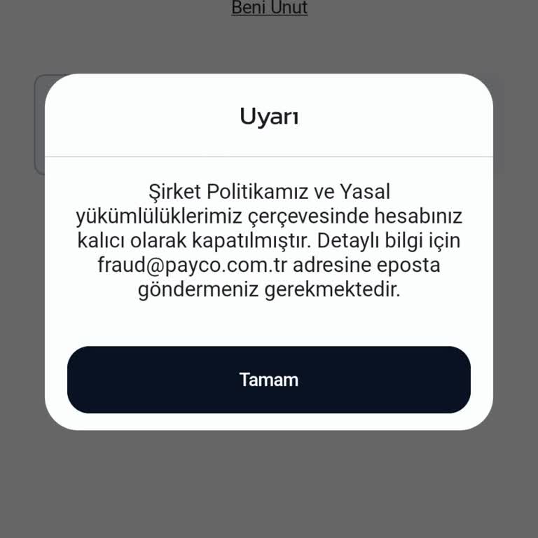 Haber Verilmeden Kapatılan Payco Hesabımda Mağduriyet Yaşadım