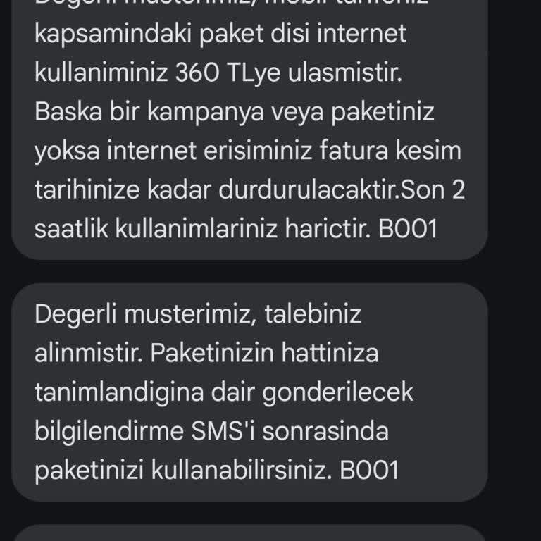 Paket Bitiminde Uyarı Olmadan Yüksek Limit Aşım Ücreti Kesildi
